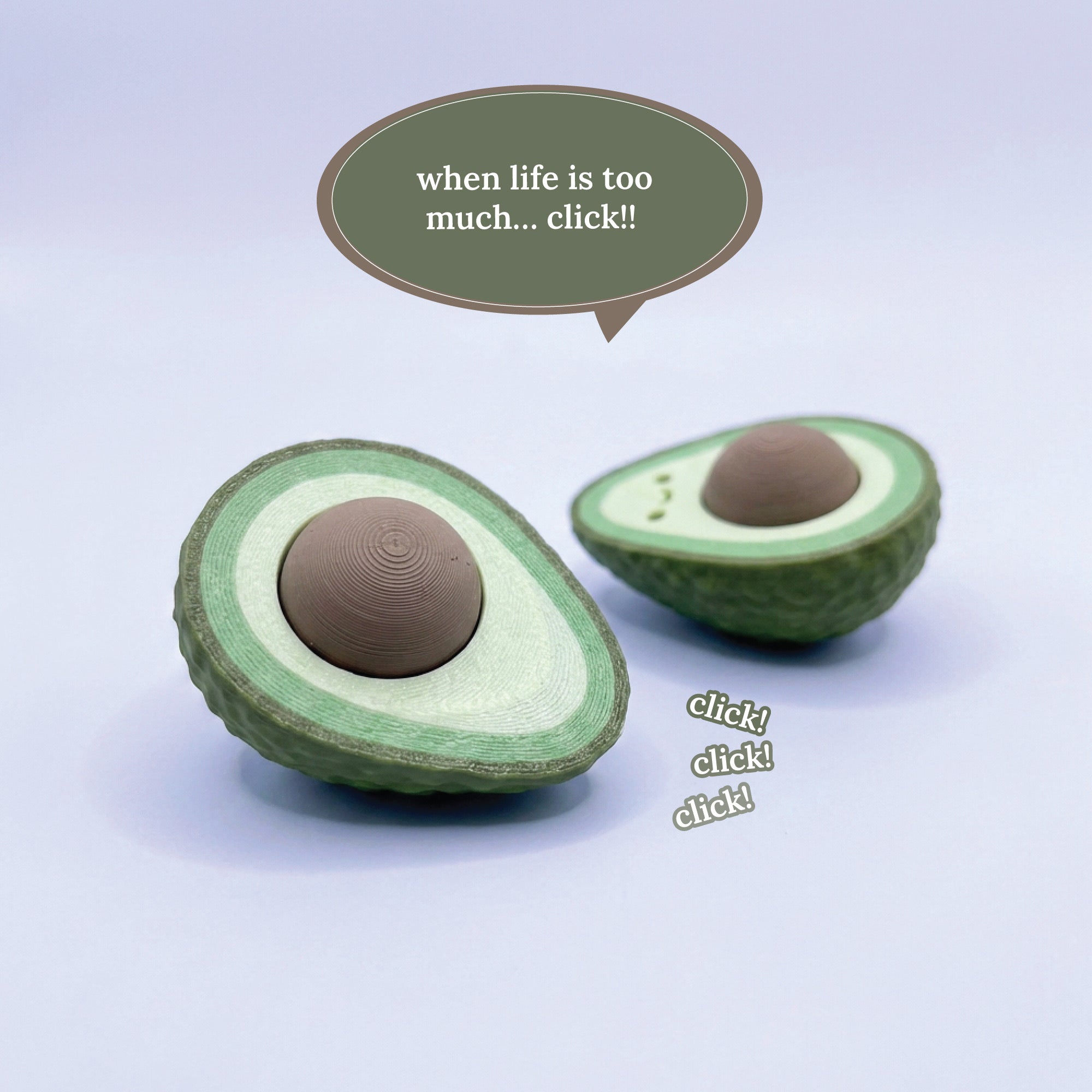 3D Printed Avocado Fidget Clicker Toy