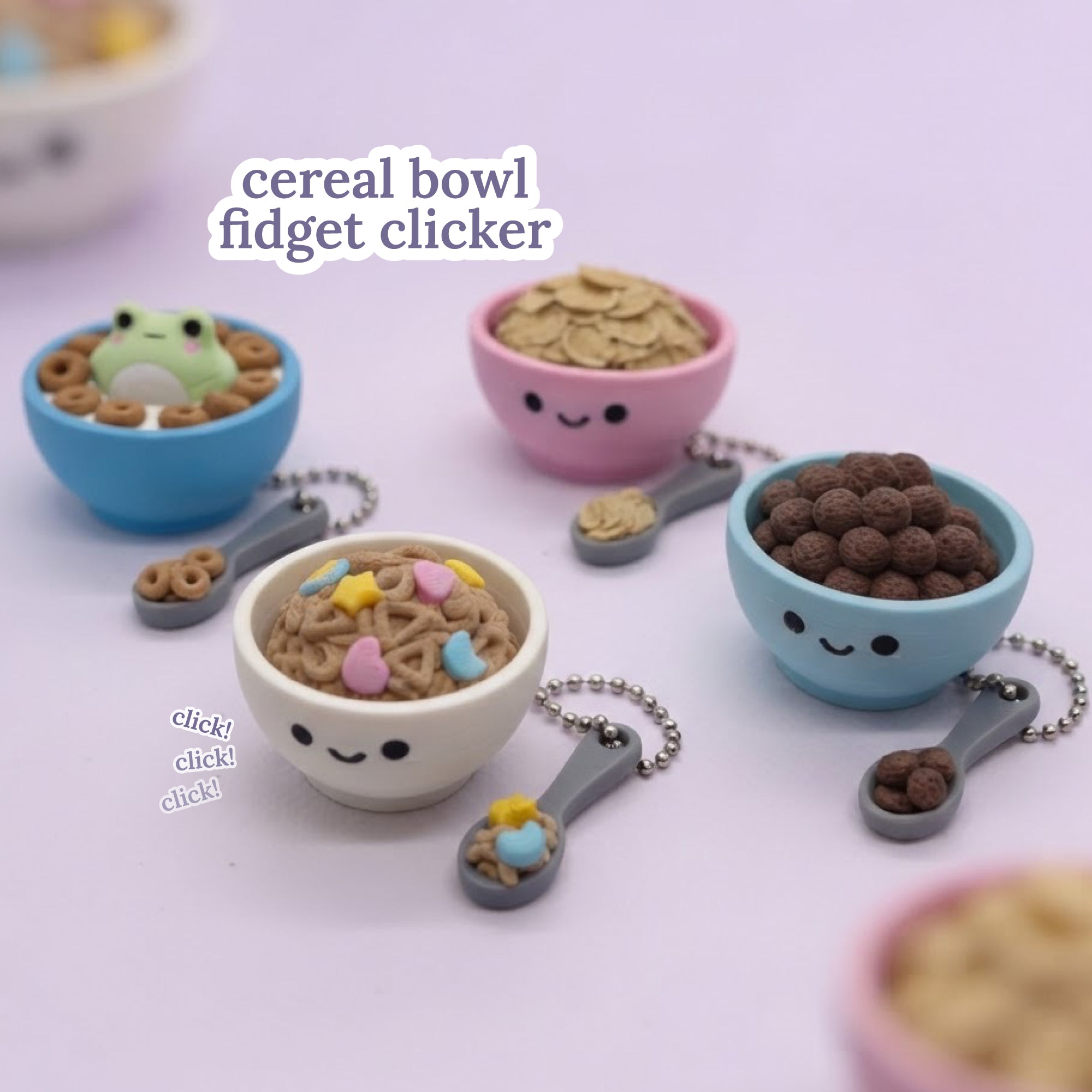 3D Printed Cute Cereal Bowl Fidget Clicker Toy