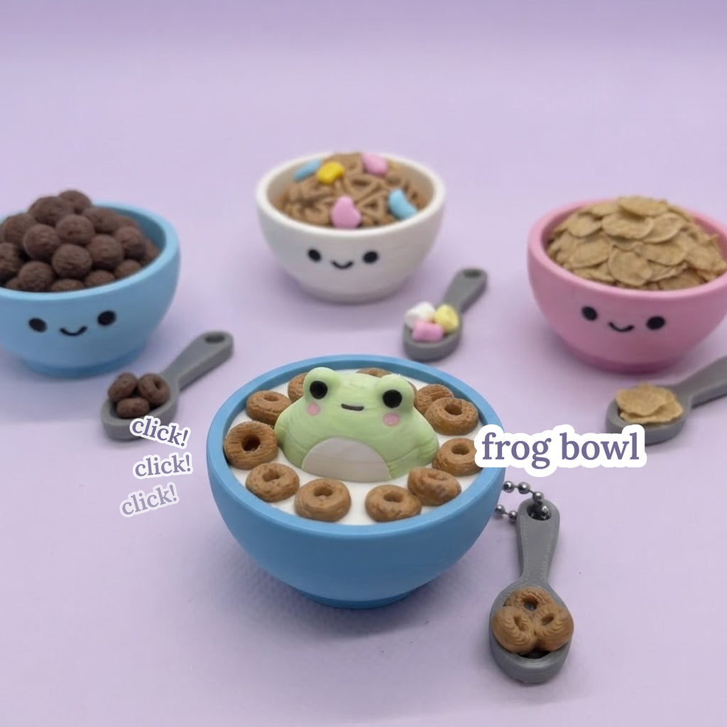 3D Printed Cute Cereal Bowl Fidget Clicker Toy