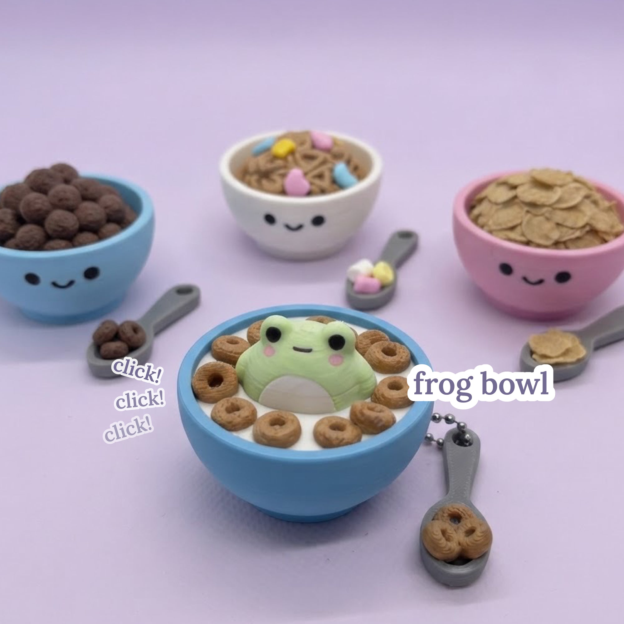 3D Printed Cute Cereal Bowl Fidget Clicker Toy