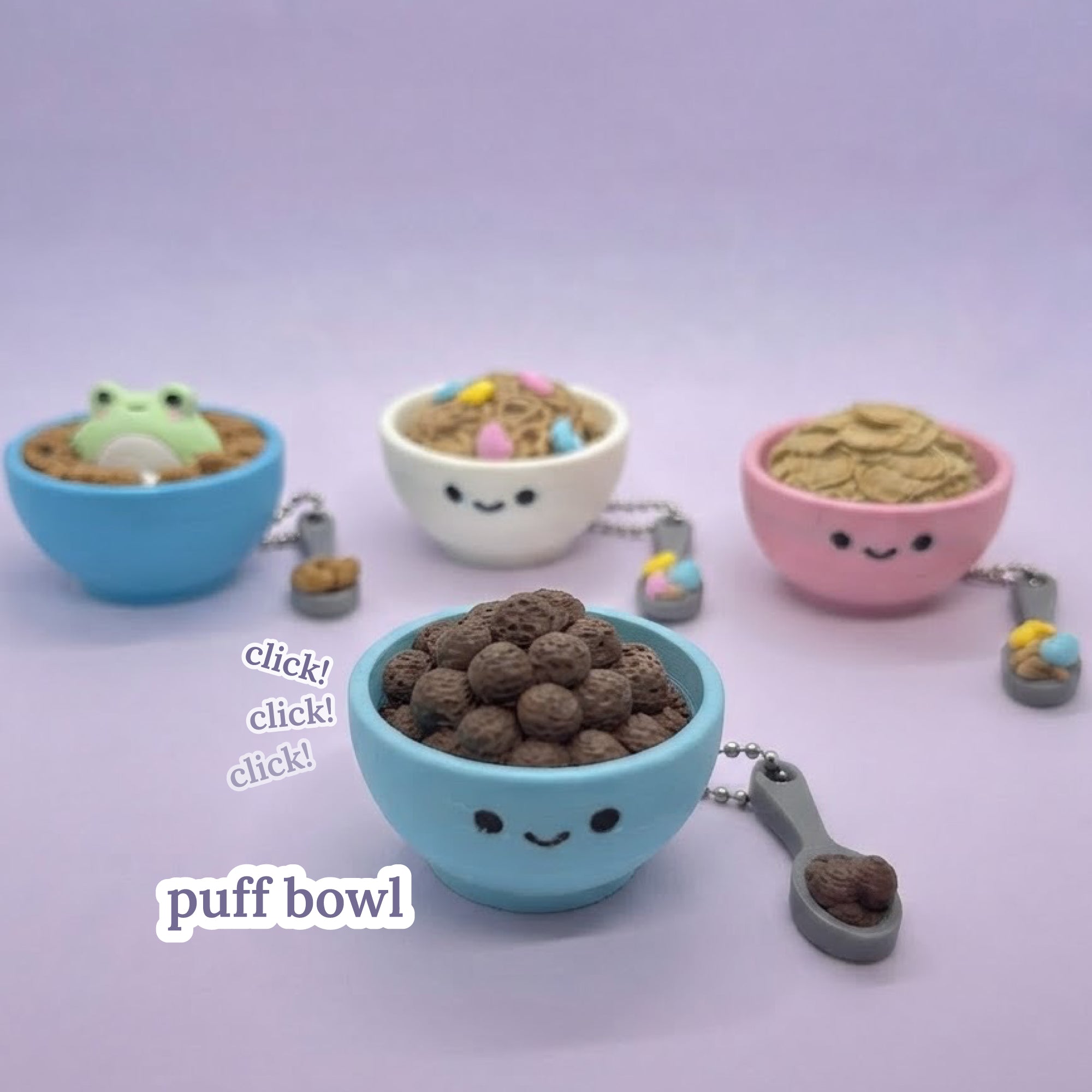 3D Printed Cute Cereal Bowl Fidget Clicker Toy