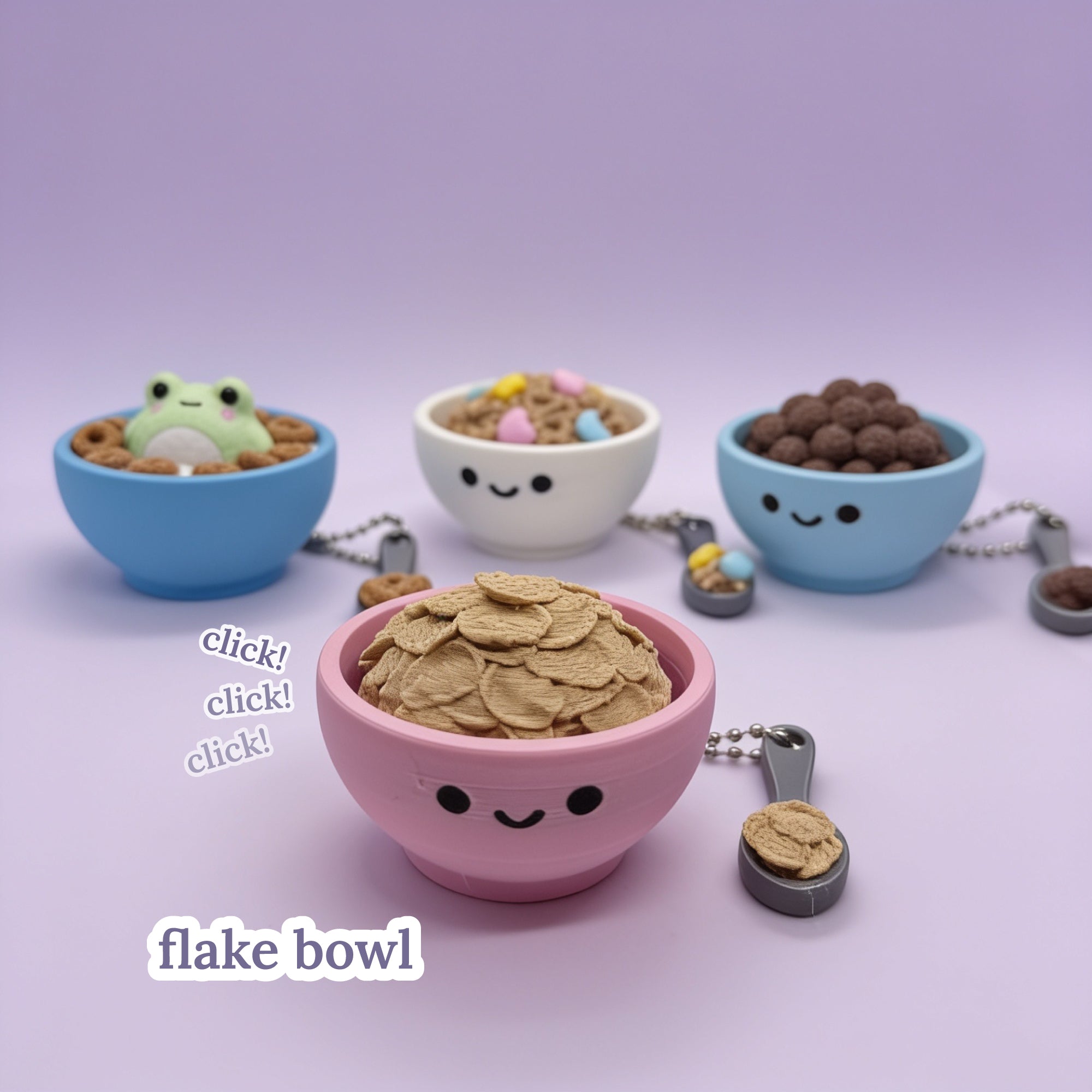3D Printed Cute Cereal Bowl Fidget Clicker Toy