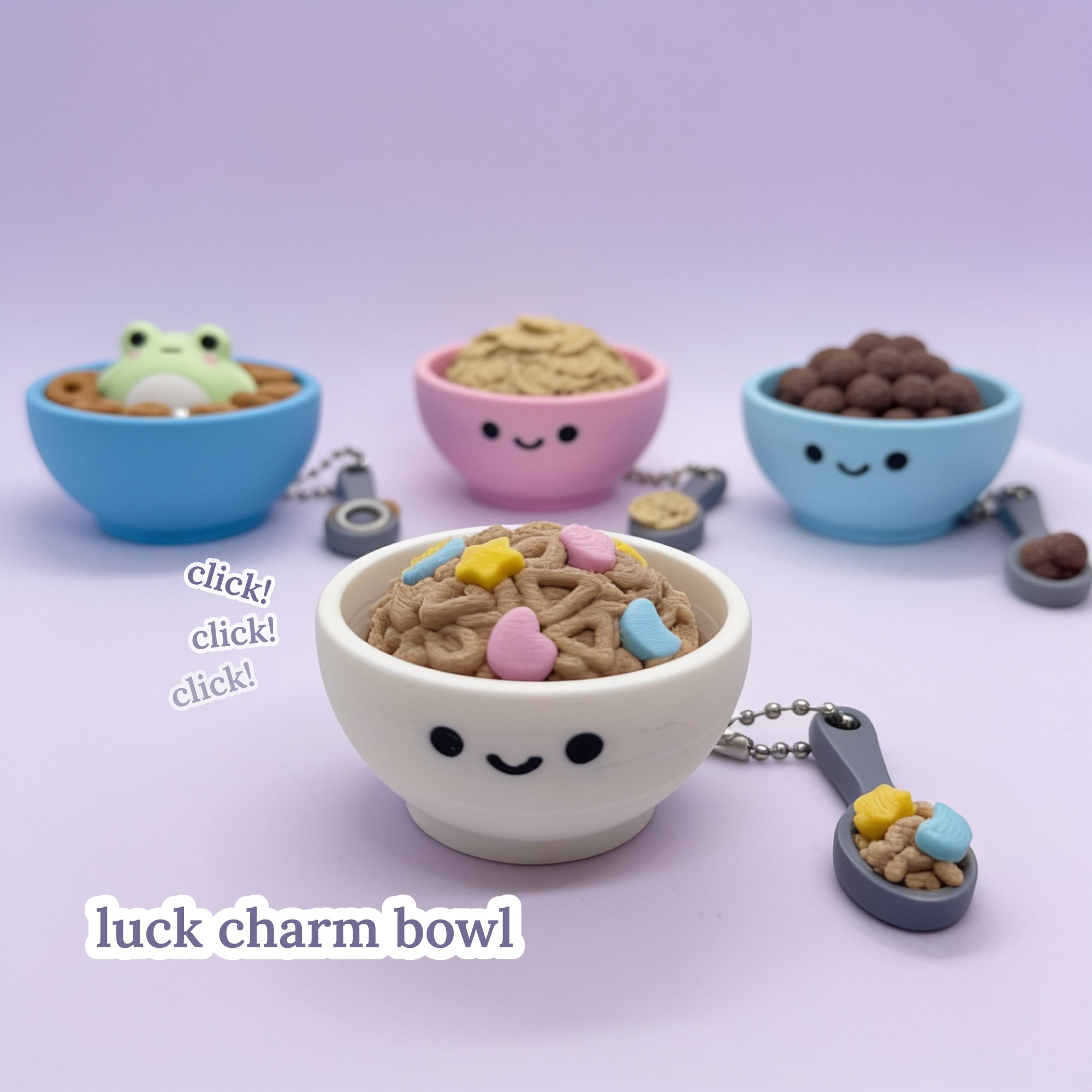 3D Printed Cute Cereal Bowl Fidget Clicker Toy
