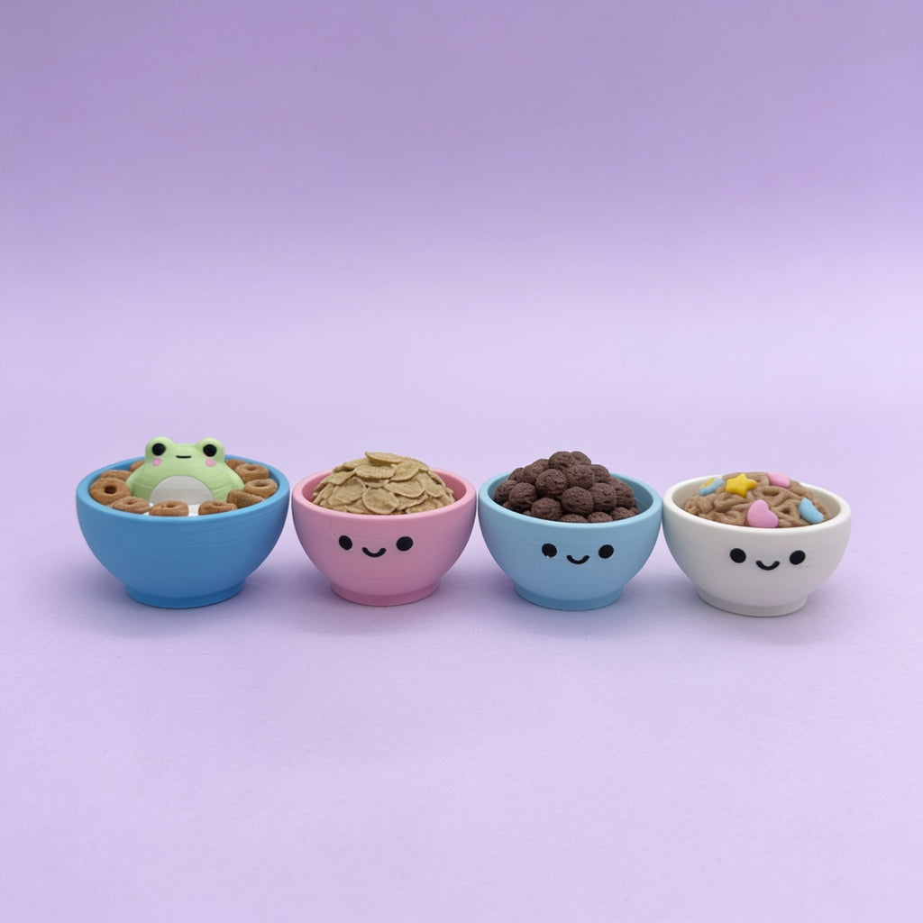 3D Printed Cute Cereal Bowl Fidget Clicker Toy