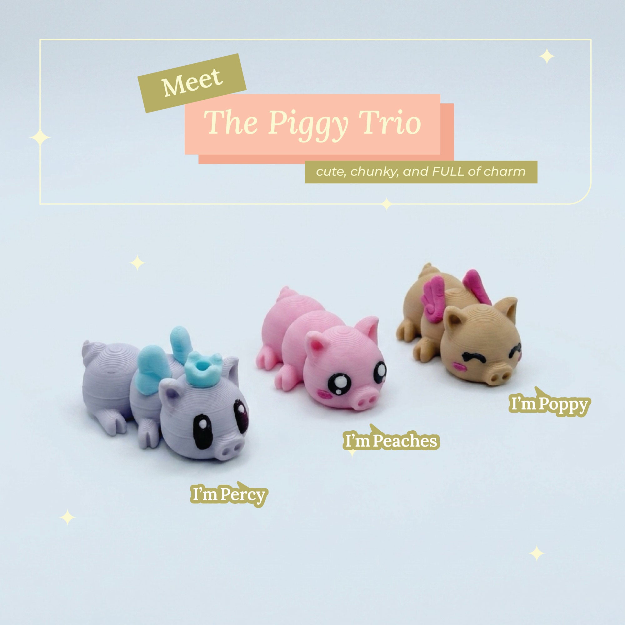 3D Printed Collectible Flexi Animals Set 3 Per Box