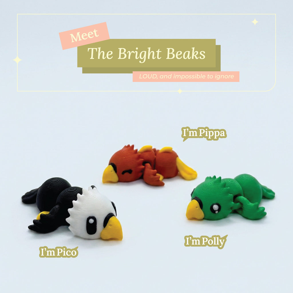 3D Printed Collectible Flexi Animals Set 3 Per Box