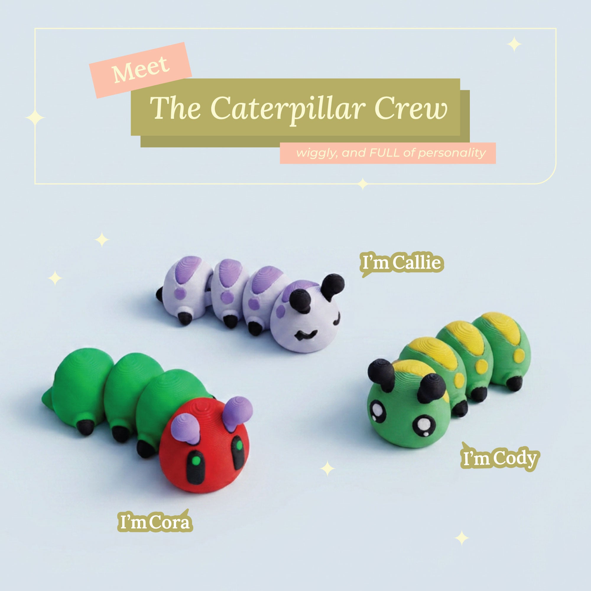 3D Printed Collectible Flexi Animals Set 3 Per Box