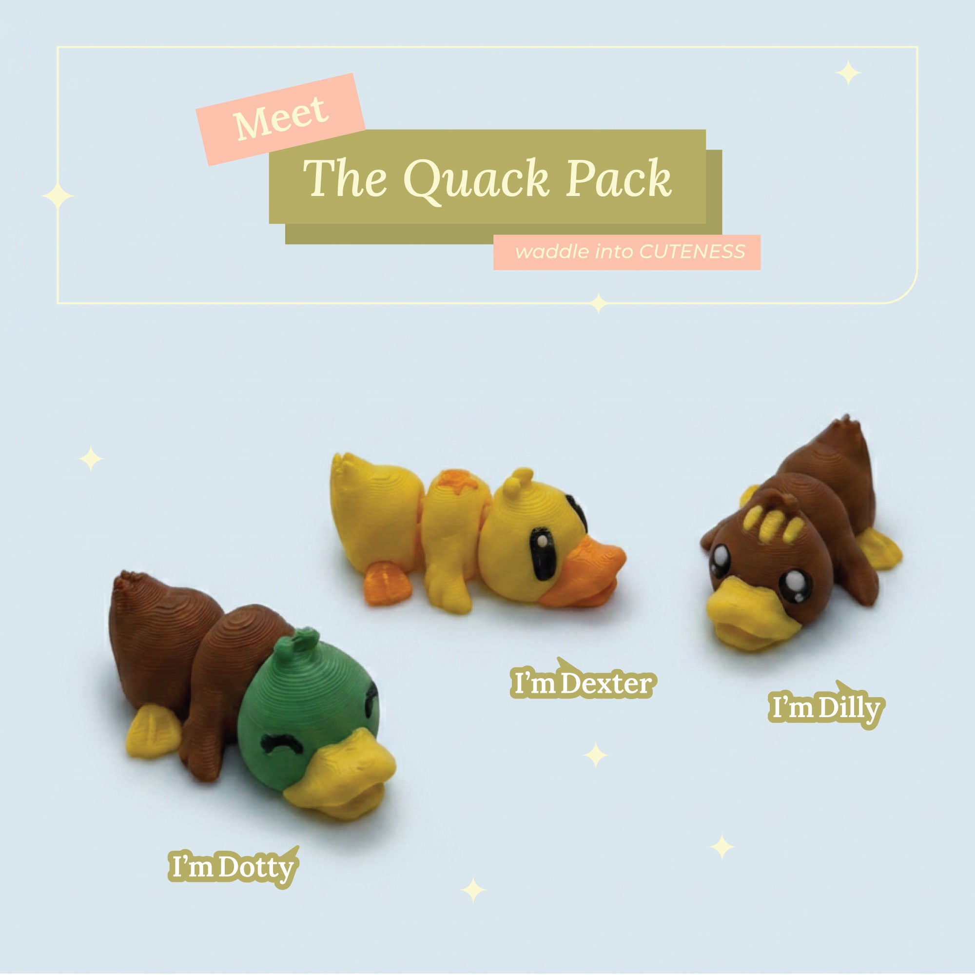 3D Printed Collectible Flexi Animals Set 3 Per Box