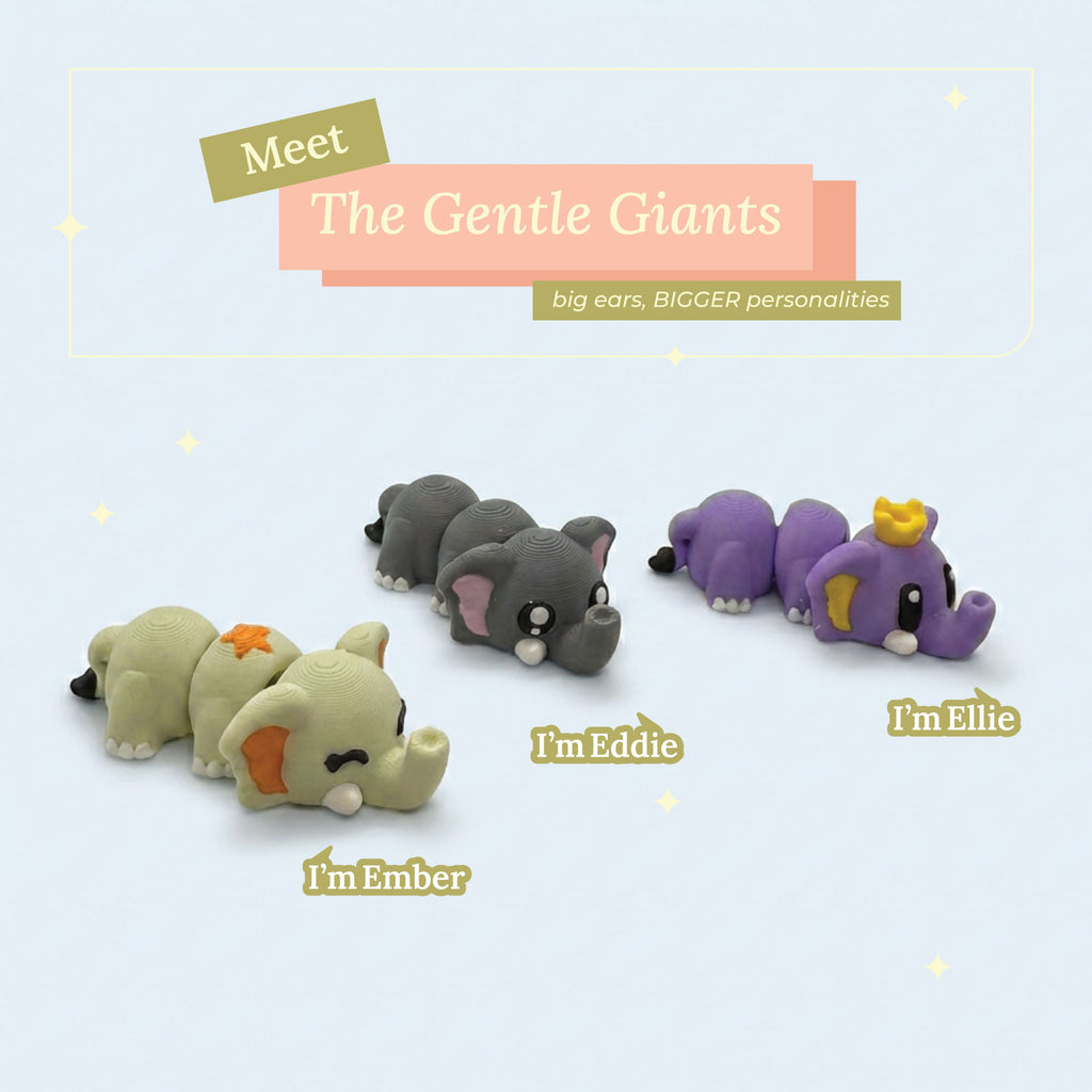 3D Printed Collectible Flexi Animals Set 3 Per Box