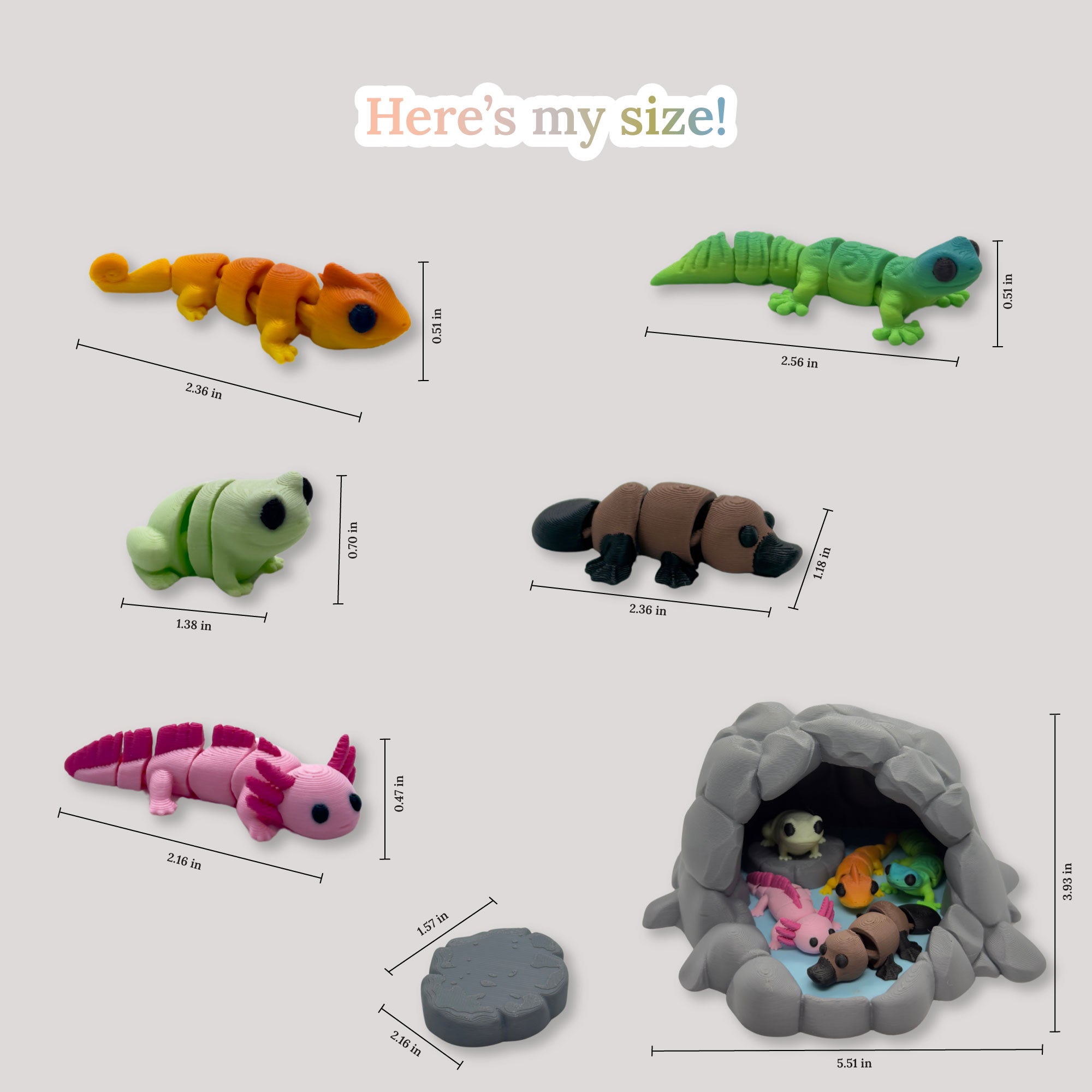 3D Printed Freshwater Animal Playset