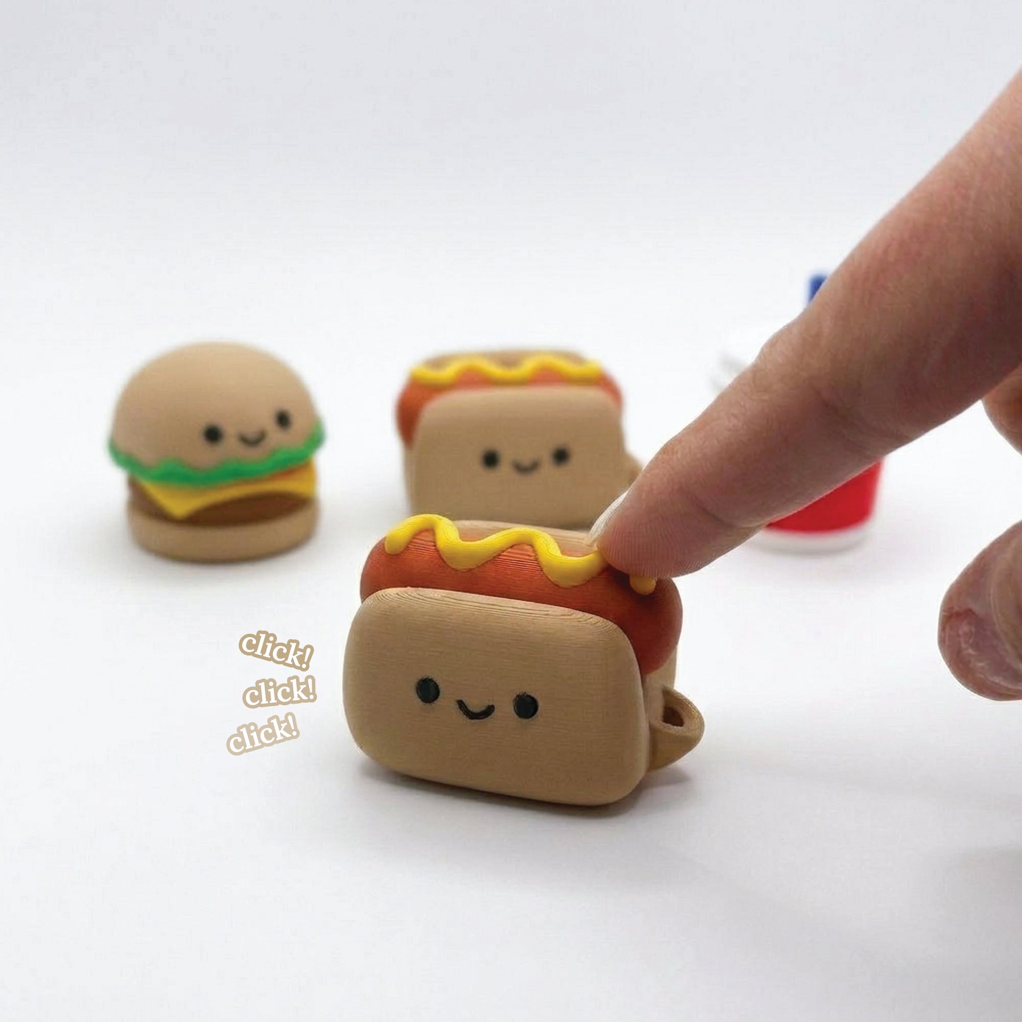 3D Printed Fast Food Fidget Clicker Toy