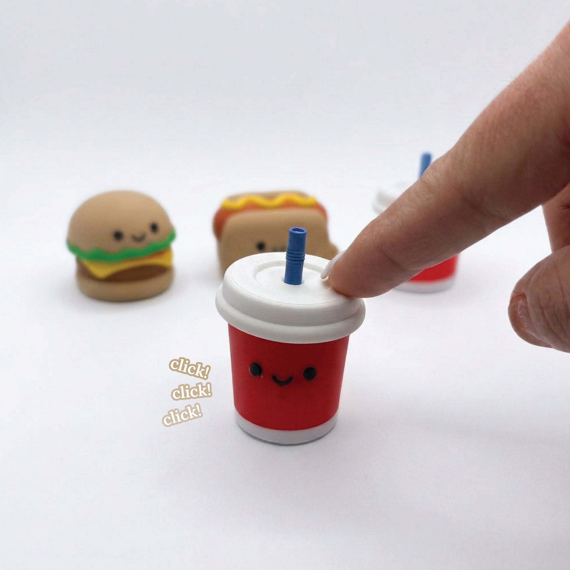 3D Printed Fast Food Fidget Clicker Toy