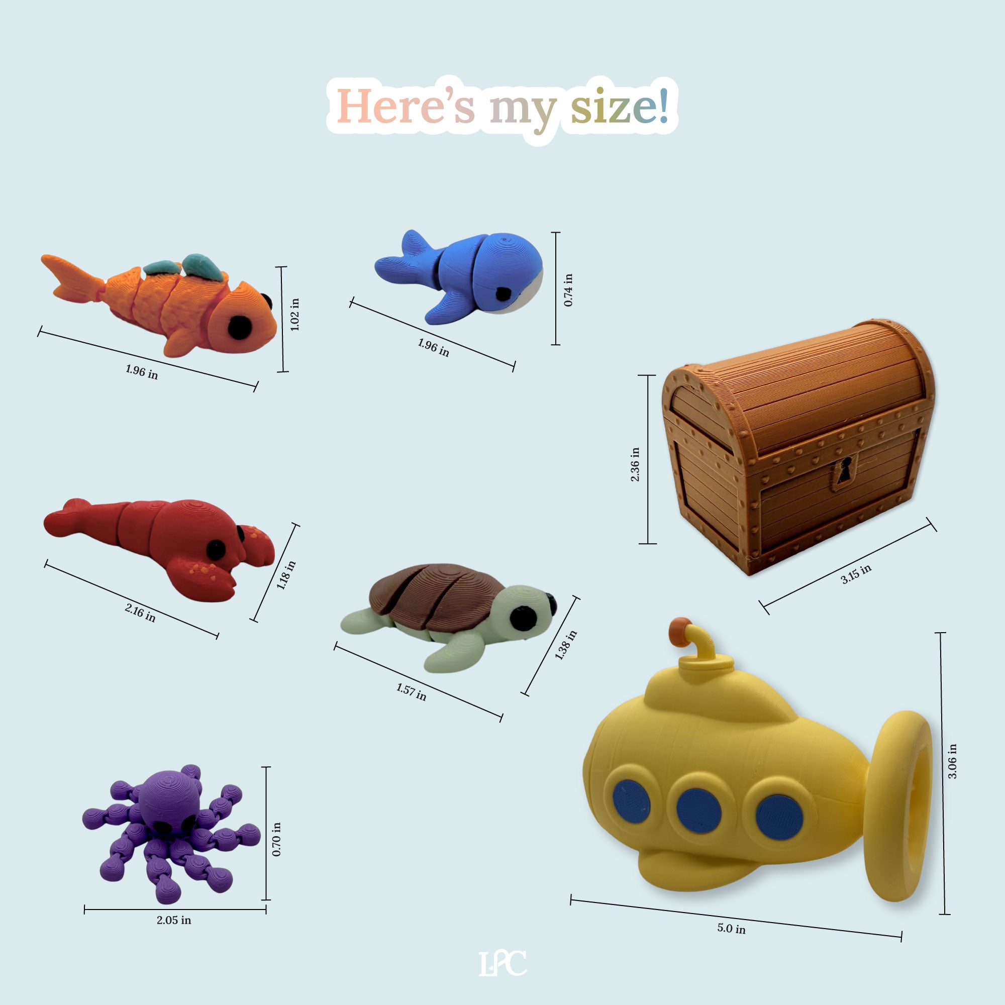 3D Printed Ocean Animals Playset