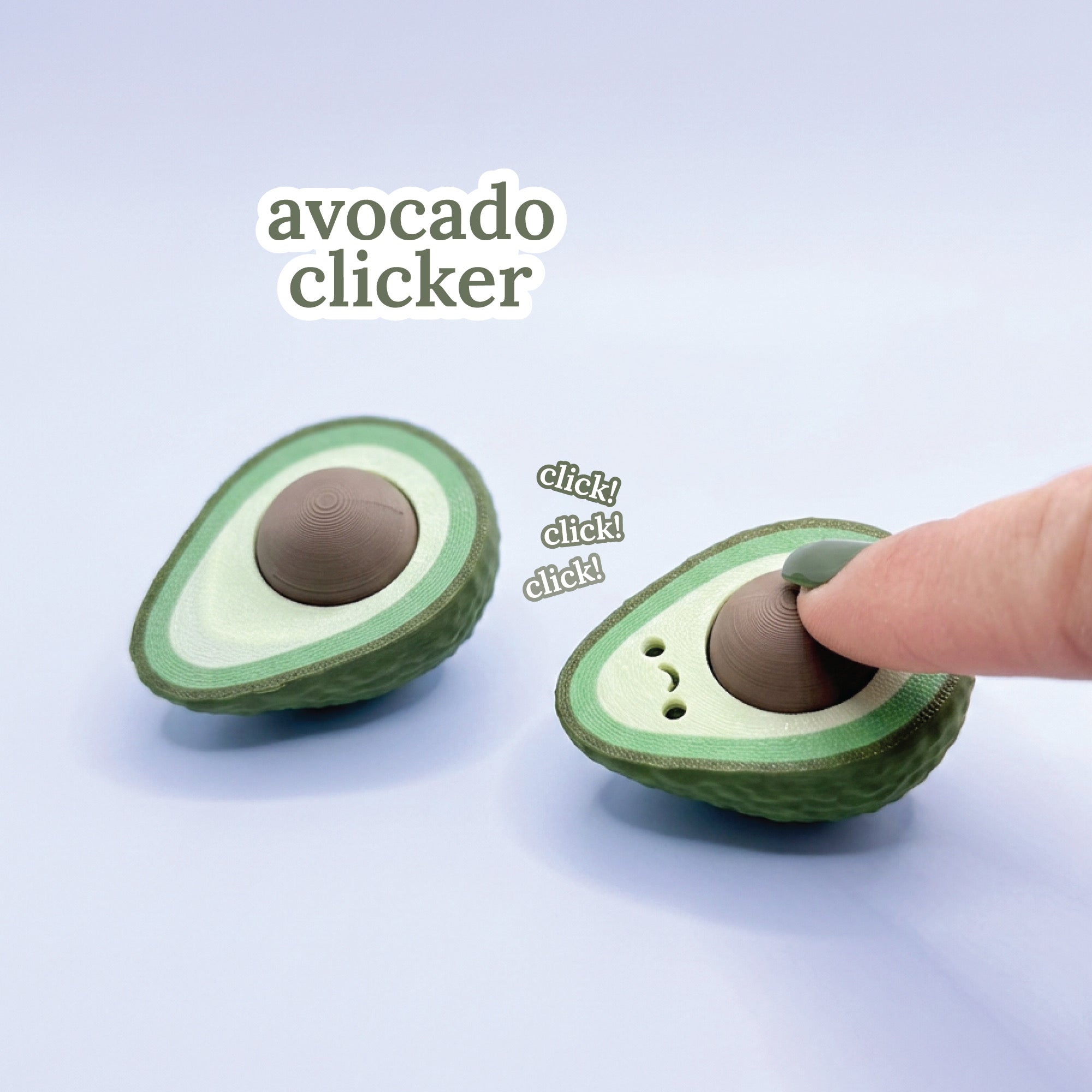 3D Printed Avocado Fidget Clicker Toy